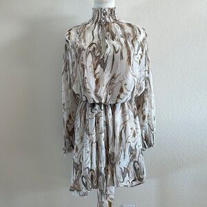 Banana Republic smoked neckline,  sheet belted dress